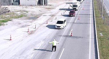 Denizli'de uyanık sürücüler dron kamerasından kaçamadı