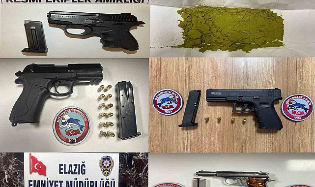 Elazığ'da ruhsatsız silah ve uyuşturucu madde ele geçirildi