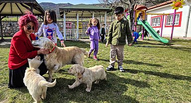 Engelli anne Boncuk ve yavruları okulun maskotu oldu