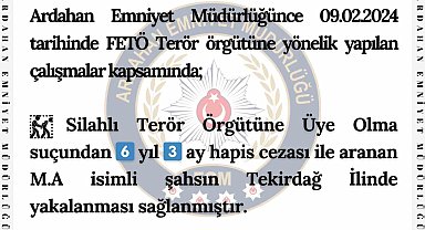 Firari hükümlü FETÖ üyesi Tekirdağ'da yakalandı