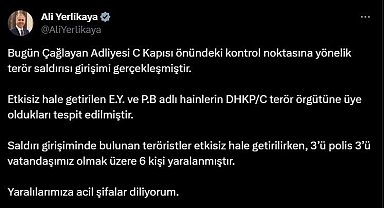 İçişleri Bakanı Ali Yerlikaya: "Etkisiz hale getirilen E.Y. ve P.B adlı hainlerin DHKPC terör örgütüne üye oldukları tespit edilmiştir"