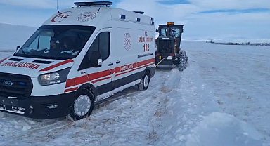 Kars'ta hastaya giden ambulans kara saplandı