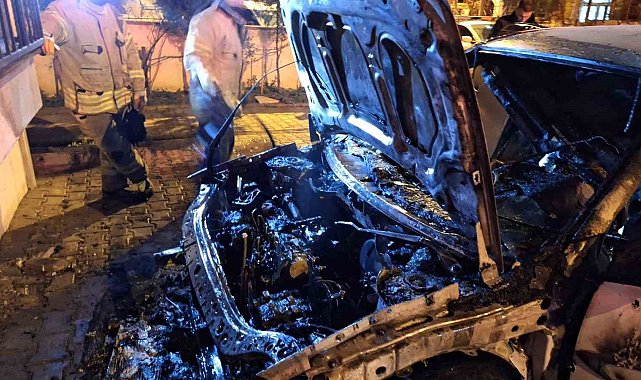 Kartal'da park halindeki araç alev alev yandı