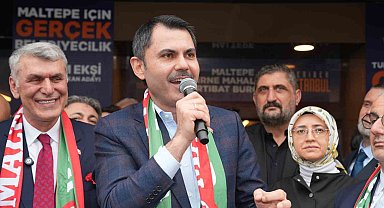 Maltepe'de konuşan İBB Başkan Adayı Kurum "Bizim ihalesini gerçekleştirdiğimiz metro inşaatına hafriyat dökerek tarihe geçtiler"