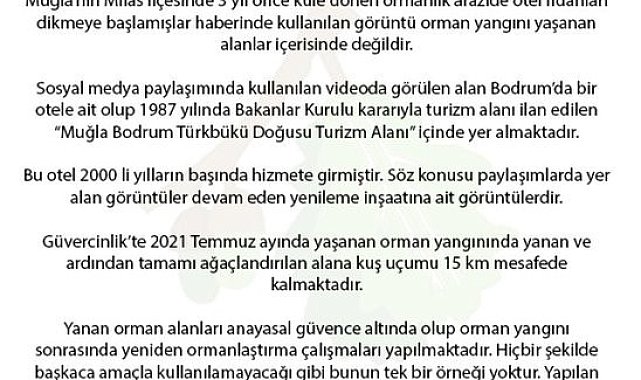 Orman Genel Müdürlüğünden, Midas'taki 3 yıl önce yanan ormanlık araziye ilişkin açıklama