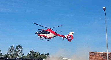 Parmağı kopan şahıs helikopterle hastaneye yetiştirildi