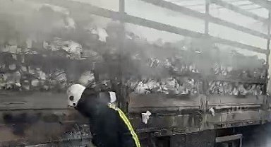 Peçete yüklü tır yandı