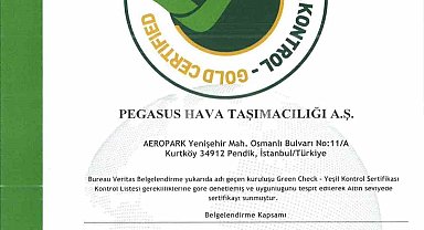 Pegasus, 'Green Check-Yeşil Kontrol Belgesi'ni alan ilk hava yolu şirketi olduğunu duyurdu