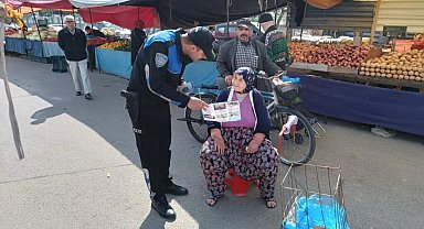 Polisten pazar esnafına ve vatandaşlara "dolandırıcılık ve hırsızlık" uyarısı