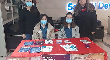 Sarıgöl'de kanser için farkındalık standı açıldı