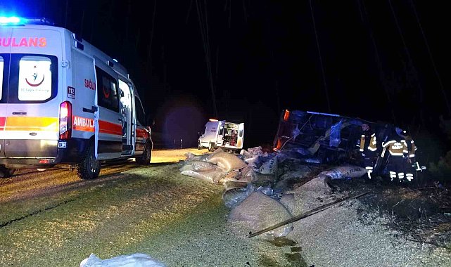Tavşanlı'da kamyon devrildi: 2 yaralı