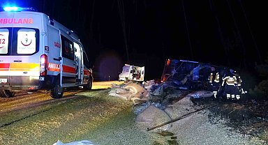 Tavşanlı'da kamyon devrildi: 2 yaralı