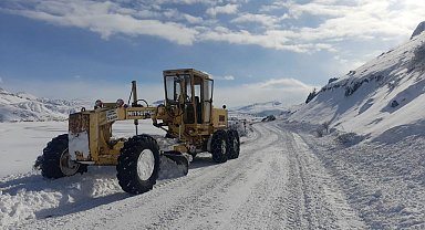 Tercan'da kardan kapalı köy yolları açılıyor