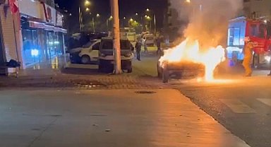 Tokat'ta otomobil alev alev yandı