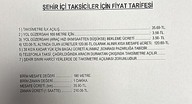 Uşak'ta taksi ücretlerine zam