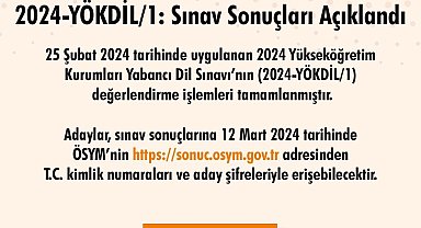 2024-YÖKDİL1 sınav sonuçları açıklandı