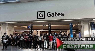 ABD'deki San Francisco Uluslararası Havalimanı'nda Gazze protestosu