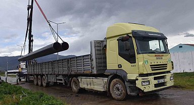 Alaşehir'de 120 milyonluk projede çelik boru sevkiyatları başladı