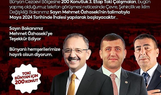 Baki Ersoy'dan Bünyan'a büyük müjde