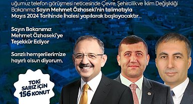 Baki Ersoy'dan Sarız'a 156 konutluk müjde