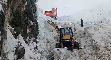Beytüşşebap'ta yaylada kalan ailelerin karla kaplı yolunu açma çalışmaları sürüyor