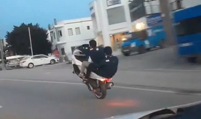 Bodrum'da tehlikeli sürüş kamerada