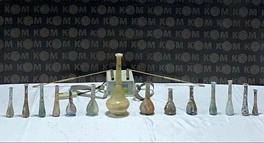 Edirne'de Roma dönemine ait 14 gözyaşı şişesi ele geçirildi