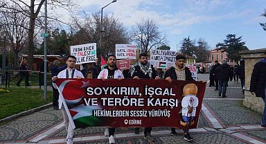 Edirne'de tıp fakültesi öğrencilerinden Gazze'ye destek yürüyüşü