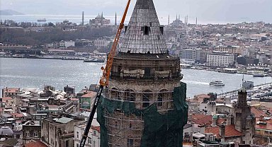 Galata Kulesi inşaat filesiyle sarıldı