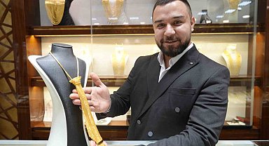Gaziantep'te kuyumcularda yeni trend: Altın kravat