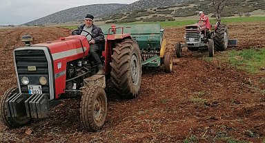 Hüyük'te atıl tarım alanları aspir ekilerek üretime kazandırılıyor