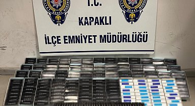 Kapaklı'da 450 adet paketlenmiş sigara ve tabanca ele geçirildi