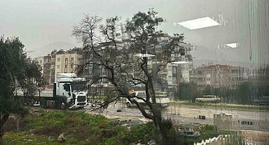 Milas sağnak yağışa teslim oldu