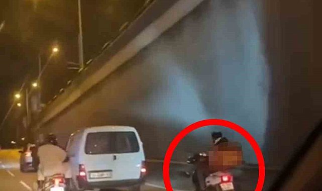 Motosikletlinin keyfini görenler şaştı
