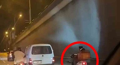 Motosikletlinin keyfini görenler şaştı