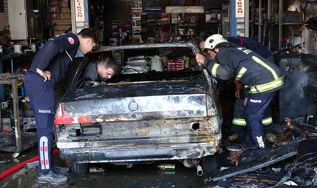 Oto aksesuarı yapılan iş yeri yangında küle döndü, sahipleri gözyaşı döktü