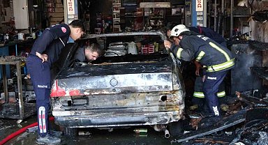 Oto aksesuarı yapılan iş yeri yangında küle döndü, sahipleri gözyaşı döktü