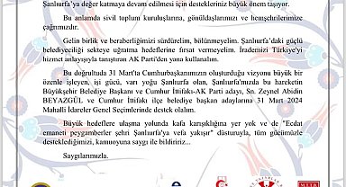 Şanlıurfa'da bir çok STK Beyazgül'ü destekleyecek