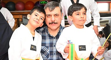 Şehit çocuklarının kuşak bağlama heyecanı