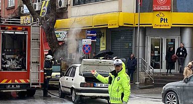 Seyir halindeki otomobilde yangın çıktı