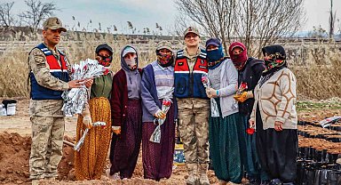 Siirt'te jandarma kadınlara karanfil dağıtarak günlerini kutladı