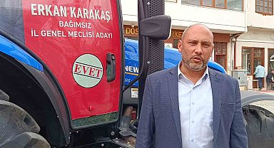 Traktörünü seçim arabası yaptı