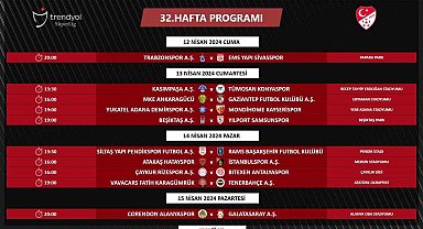 Trendyol Süper Lig'de 32. haftanın programı açıklandı