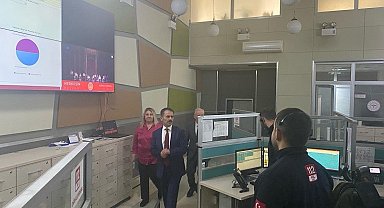 Vali İlhami Aktaş, 112 Acil Çağrı Merkezinde incelemelerde bulundu