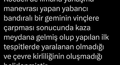 Vali Yavuz: "Limana yanaşma manevrası yapan geminin vinçlere çarpması sonucu kaza meydana geldi"