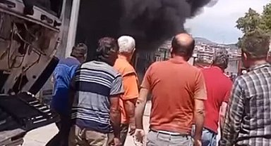 Alanya'da iş yerinde yangın