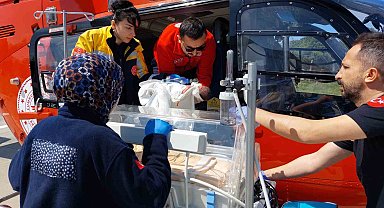 Ambulans helikopter yeni doğan bebek için zamanla yarıştı