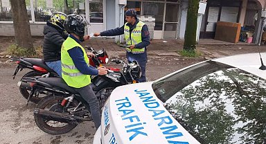 Babaeski'de jandarma ekiplerinden motosiklet denetimi