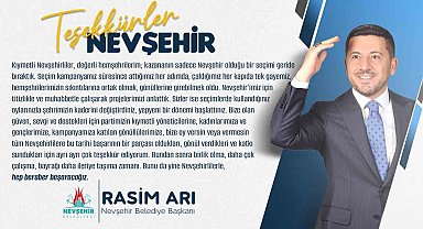 Belediye Başkanı seçilen Rasim Arı teşekkür mesajı yanladı
