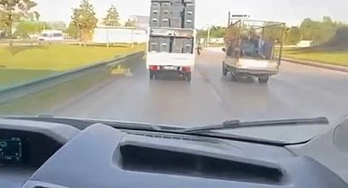 Bursa'da tehlikeli taşımacılık kamerada